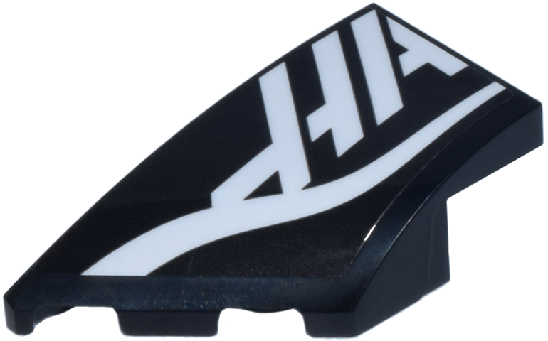 Lego Wedge 4 x 2 Left No Studs with White 'HA' of Haas Logo and Curved Line Pattern (Sticker) - Set 77250
