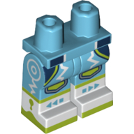 Lego Hips with Medium Azure Legs and White Boots Pattern with Dark Blue Pockets, Lime Knee Pads and Feet, White Zigzags and Circles Print / Medium Azure