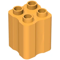 Duplo Brick 2 x 2 x 2 with Indented Sides (Tree Trunk) / Medium Orange