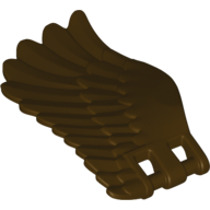 Lego Creature Body Part, Wing 4 x 7 Left with Feathers and Handles for Clips / Dark Brown
