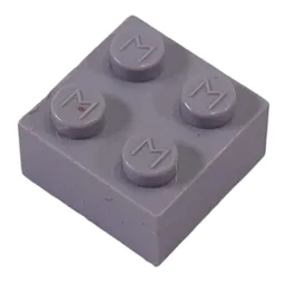 Modulex Brick 2 x 2 with M on Studs / Modulex Light Bluish Gray