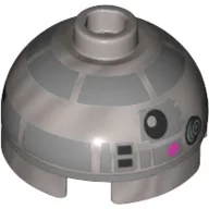 Brick Round 2 x 2 Dome Top with Black Squares Astromech Droid Print (R2-BHD)