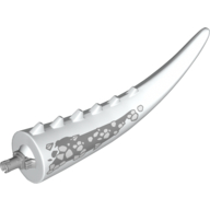 Lego Animal Body Part, Dinosaur, Indominus Rex Tail, with Spikes and Pin, Gray Markings Print / White
