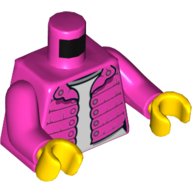 Lego Torso Jacket with Buttons, over White Undershirt Print, Dark Pink Arms, Yellow Hands / Dark Pink