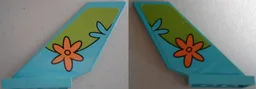 Tail Shuttle with Lime Arc with Medium Azure Splash and Orange Flower Pattern on Both Sides (Stickers) - Set 75901