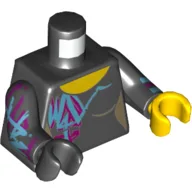 Torso, Odd Hands, Magenta and Medium Azure Markings Print, Black Arms with Wyldstyle Cuff and Magenta and Azure Markings Print, Left Yellow Hand, Right Black Hand / Black