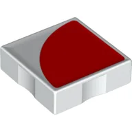 Duplo Tile 2 x 2 with Shape Red Quarter Disc Print / White
