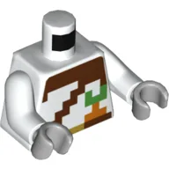 Torso Pixelated Reddish Brown Straps, Orange and Green Carrot Print, White Arms, Light Bluish Gray Hands / White