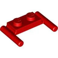 Plate Special 1 x 2 with Handles [Flat Ends / Low Attachment] / Red