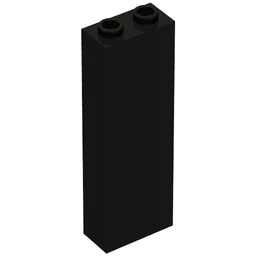 Brick 1 x 2 x 5 without Side Supports / Black
