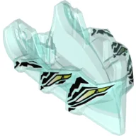 Large Figure Head, Jaw with Axle Hole with 4 Lime Eyes Print / Trans-Light Blue