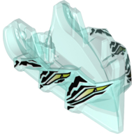 Lego Large Figure Head, Jaw with Axle Hole with 4 Lime Eyes Print / Trans-Light Blue