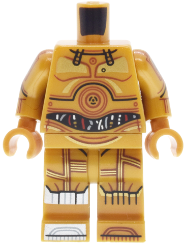Lego Body SMART Minifigure, Torso with Pearl Gold Hips and Legs with SW C-3PO with Red and Silver Wires Pattern / Pearl Gold Arms with C-3PO Pattern / Pearl Gold Hands