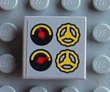 Tile 2 x 2 with 2 Gauges and 2 Steering Wheels Pattern (Sticker) - Set 8280