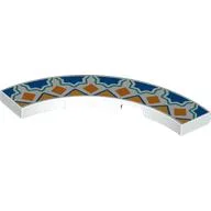 Tile 4 x 4 Curved, Macaroni with Floor Tile Decoration, Blue Stars, Bright Light Orange Squares/Triangles Print