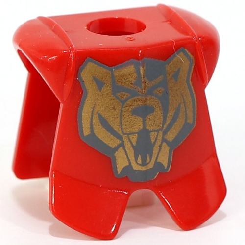 Lego Minifig Neckwear Armor Breastplate with Leg Protection, Santis Gold Bear Print / Red