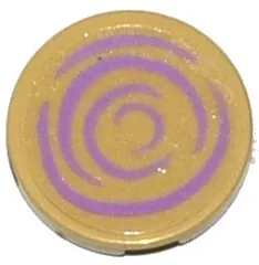 Tile, Round 2 x 2 with Bottom Stud Holder with Medium Lavender Lumber Slice Pattern (Sticker) - Set 41051