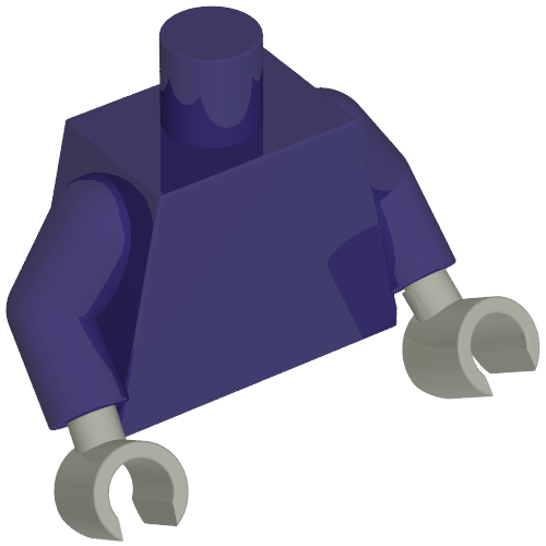 Lego Torso, Dark Purple Arms, Light Bluish Gray Hands [Plain] / Dark Purple
