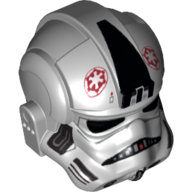 Lego Helmet AT-AT / Tie Pilot, Dark Red Imperial Logo Print / Light Bluish Gray