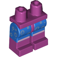 Lego Hips with Blue Legs and Magenta Boots Pattern with Silver Bubbles Print / Magenta