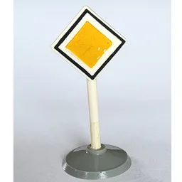 Road Sign Old Diamond with Black & White Border Major Road Print & Type 1 Base / White