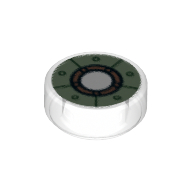 Lego Tile Round 1 x 1 with Iron Man Chest Reactor Print / Trans-Clear