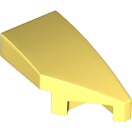 Lego Brick Wedged, Curved 2 x 1 with Stud Notch Right / Bright Light Yellow