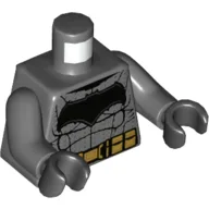 Torso, Armor with Black and Gold Belt, Large Bat Logo Print (Batman), Dark Bluish Gray Arms, Black Hands / Dark Bluish Gray