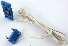 Lego Electric, Train Track Contact Base with Wire (97cm) with Blue Electric, Connector, 2-Way Male Rounded Wide Long with Cross-Cut Pins (2913 / bb0093bc01)
