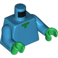 Torso, Pixelated Green Neck Print, Dark Azure Arms, Green Hands / Dark Azure