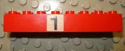 Brick 2 x 8 with Black Number 1 on White Background Pattern (Sticker) - Set 148