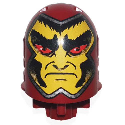 Lego Large Figure Head, Round Top with Vladek, Lord Print / Dark Red