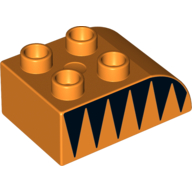 Lego Duplo Brick 2 x 3 with Curved Top and Black Triangles (Tiger Stripes) Print on Both Sides