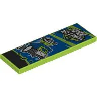 Tile 2 x 6 with 'NO LIMITS', Checkered Racing Flags, Soap Box Cart on Blue Background Print / Lime