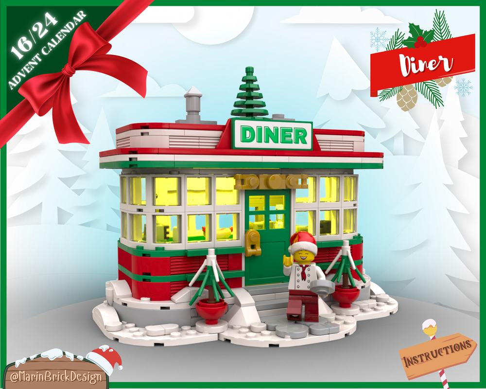LEGO Christmas Diner Moc Instructions - Lego Winter Village Moc