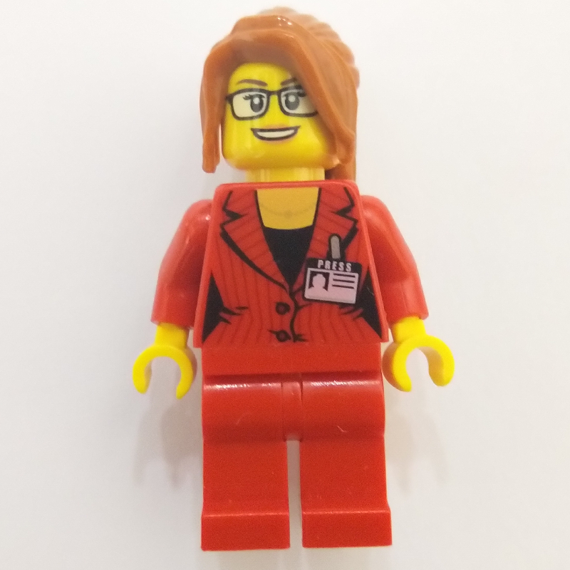 Lego Red Jacket Torso, Red Legs, Dark Orange Hair, Glasses