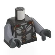 Torso, Silver Armor Panels, Nougat Laces, Straps Print, Flat Silver Arms, Dark Bluish Gray Hands / Pearl Titanium