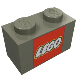 Brick 1 x 2 with LEGO Logo Closed O Square Print / Dark Gray
