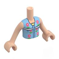 Lego Minidoll Torso Girl with Light Nougat Arms and Hands with Medium Blue Shirt, Coral Flowers, White Ruffles print / Light Nougat
