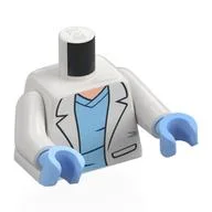 Torso, Labcoat, Bright Light Blue Shirt, Light Nougat Chest Print, White Arms, Bright Light Blue Hands / White