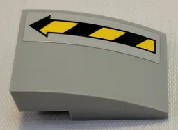 Slope, Curved 3 x 2 with Black and Yellow Danger Stripes Arrow Pattern Model Left Side (Sticker) - Set 21331
