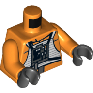 Lego Torso Rebel Pilot with Flight Suit Print, Orange Arms, Black Hands / Orange