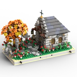 Medieval small cemetery with a tomb