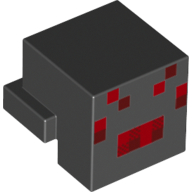 Lego Minifig Head Special, Cube with Rear Ledge, Pixelated Red Face Print (Spider) / Black