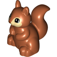 Lego Duplo Animal Squirrel with Black and White Eyes on Tan Face Print / Dark Orange