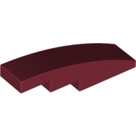 Lego Brick Curved 4 x 1 No Studs [Stud Holder with Symmetric Ridges] / Dark Red