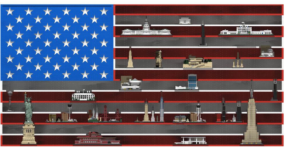 Lego Giant USA Flag 3D Shelf