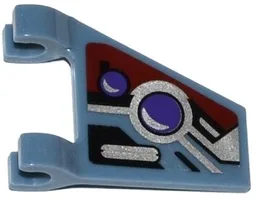 Flag 2 x 2 Trapezoid with Flat Edge with Dark Purple Lights, Silver, Dark Red, and Black Markings Pattern Model Left Side (Sticker) - Set 70166