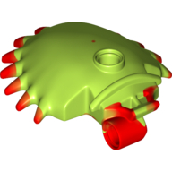 Lego Plant, Venus Flytrap Shell 5 x 6 - with Red Leaf 'Fingers' pattern and 4,85 Hole / Lime