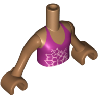 Lego Minidoll Torso Girl with Magenta Top with Floral Print, Medium Nougat Arms with Hands / Medium Nougat